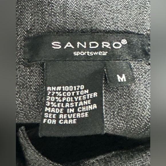 Sandro Sportswear Blazer Jacket Women's M Black Flared Waist Button Up - Picture 4 of 4